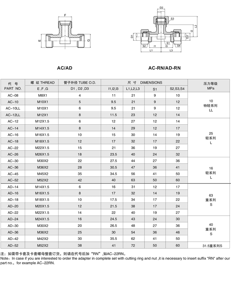 AC AD三通接頭